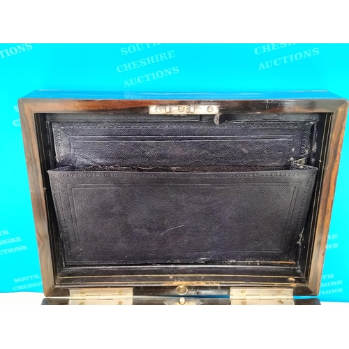 293 - Early Victorian Gent's Rosewood Travelling Box with Key and Some Contents. Requires Attention to Cli... 