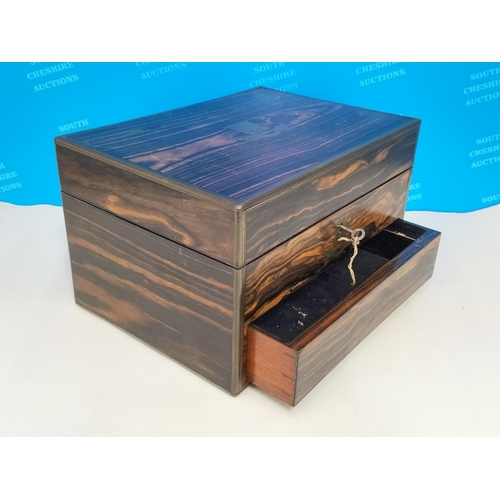 293 - Early Victorian Gent's Rosewood Travelling Box with Key and Some Contents. Requires Attention to Cli... 