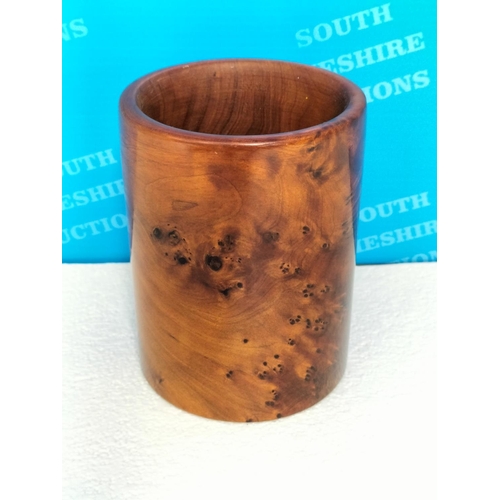 47 - Early 20th Century Burr Walnut Stationery Box and Pen Holder. Box 4cm High, 20cm x 10cm.