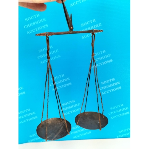 12 - Vintage Balance Scales in a Carved Wooden Case.