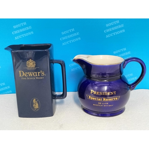 247 - Whisky Water Advertising Jugs (2), Wade President Special Reserve and Dewar's Fine Scotch Whisky. Ta... 