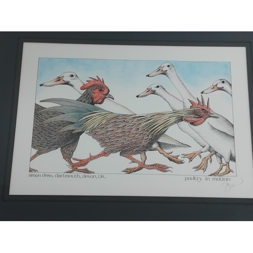 249 - Framed and Mounted Simon Drew 'Great Mistakes in Music' Prints (2), 'Poultry in Motion' and 'Newts i... 