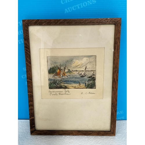 250 - Framed Watercolour and Pictures (3) by Rosina Charlotte Bean to include Brownsea Isle Poole Harbour,... 