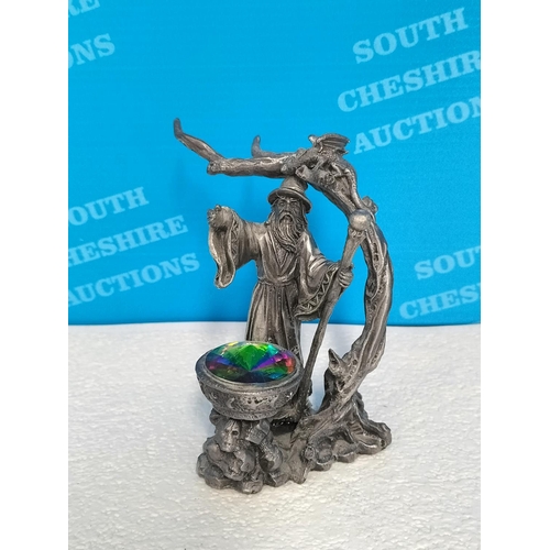 497 - Large 44cm Resin Figure 'Black Dragon on Skull' plus Leonardo Collection Legends and Dreams Wizard F... 