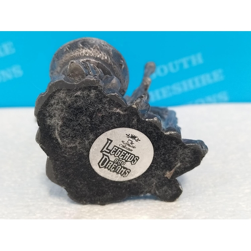 497 - Large 44cm Resin Figure 'Black Dragon on Skull' plus Leonardo Collection Legends and Dreams Wizard F... 