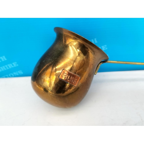 354 - Brass Ladles (3), Whisky, Rum and Brandy.