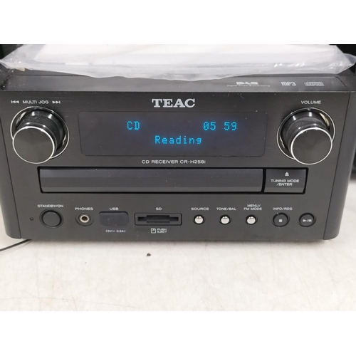 5A - TEAC CR-H258I CD receiver with speakers (powers up) W/O With Compatible Replacement RC-1307 Remote C... 