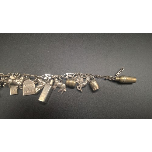 18 - Silver charm bracelet, weight 65g, length 19cm