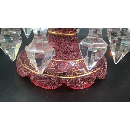 179 - 2 Victorian Lustreware & Glass Droplets Table Centre Pieces - 11