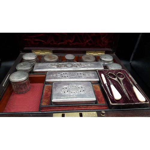 249 - Victorian Bramah of London Ladies Travel Box. . Inc. contents. 30cm wide.