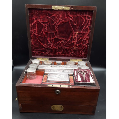 249 - Victorian Bramah of London Ladies Travel Box. . Inc. contents. 30cm wide.