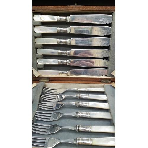 8 - MOP Cased Fish Set With Server and cake slicers