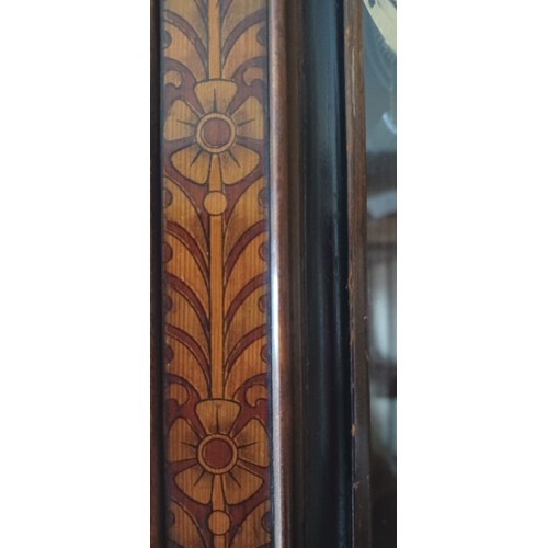 9 - C.1900'S FRUITWOOD INLAID CASE VIENNA WALL CLOCK 8 DAY  65CM TALL in working order
