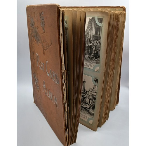 30 - EARLY POSTCARD ALBUM CONTAINING 300+
FROM 1911 WW1 AND TOPOGRAPHICAL SCENES- - 
LA GRANDE GUERRE 191... 