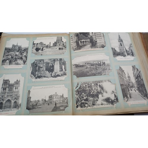 30 - EARLY POSTCARD ALBUM CONTAINING 300+
FROM 1911 WW1 AND TOPOGRAPHICAL SCENES- - 
LA GRANDE GUERRE 191... 