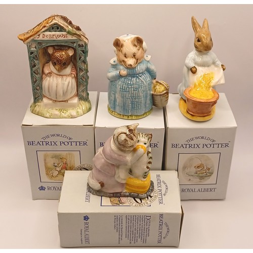 FOUR ROYAL ALBERT BEATRIX POTTER FIGURINES ALL BOXED. AUNT PETTITOES ...