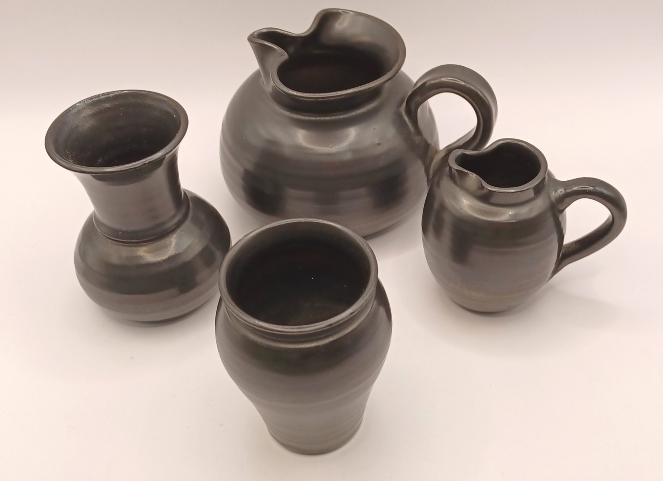 PRINKNASH POTTERY 2 JUGS, AND 2 VASES