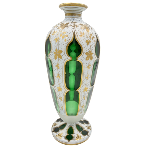 10 - OVERLAY BOHEMIAN GLASS VASE AND PERFUME BOTTLE, 19TH CENTURYTwo opulent pieces featuring an overlay ... 