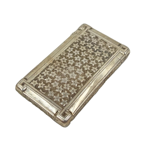 117 - A SILVER CARD CASE WITH FLOWER DECORATION TO THE BODY, BIRMINGHAM, BY HILLIARD AND THOMASON, 1866A s... 