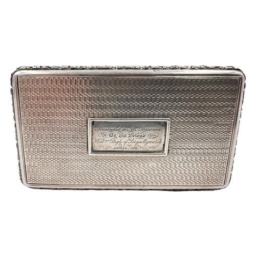 120 - A LARGE SOLID SILVER SNUFF BOX WITH OUTSTANDING DECORATION, BIRMINGHAM, TAYLOR & PERY, 1830A fine la... 