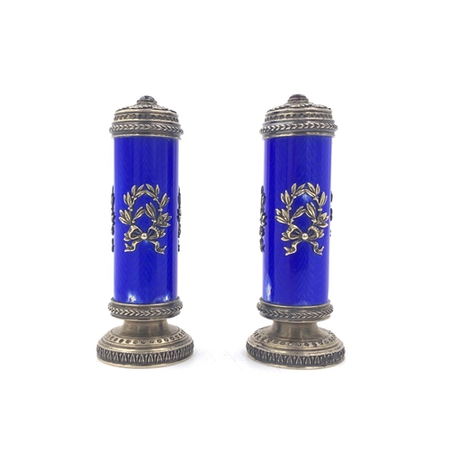 125 - PAIR OF ENAMELLED FABERGE STYLE PEPPERSPair Of Faberge Style Peppers. Height: 10cm, Diameter: 4cm &n... 