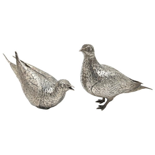 132 - A PAIR OF SOLID SILVER GROUSE MODEL/SCULPTURE, ZIMBABWE, PATRICK MAVROS, 1995A well modelled power o... 