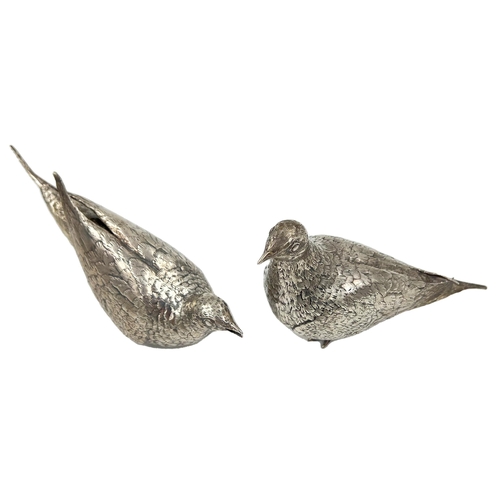 132 - A PAIR OF SOLID SILVER GROUSE MODEL/SCULPTURE, ZIMBABWE, PATRICK MAVROS, 1995A well modelled power o... 