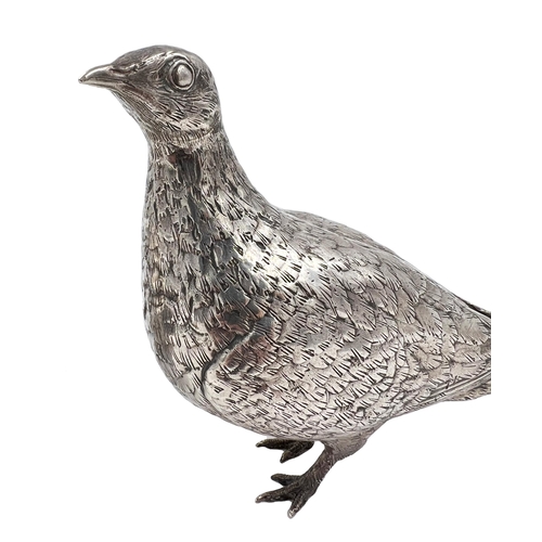 132 - A PAIR OF SOLID SILVER GROUSE MODEL/SCULPTURE, ZIMBABWE, PATRICK MAVROS, 1995A well modelled power o... 