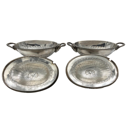 135 - PAIR OF GEORGIAN SILVER LIDDED DISHES WITH ROBBED TWIST RAM HANDLES, LONDON, 1780PAIR OF GEORGIAN SI... 