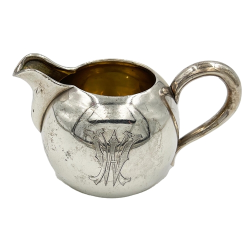 163 - A SMALL RUSSIAN SILVER MILK/CREAM JUG, 1887 (CYRILLIC JO)A small Russian silver milk/cream jug. H: 7... 