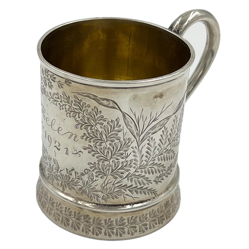 170 - A LATE VICTORIAN SILVER CHRISTENING MUG WITH FOLIATE DETAIL THROUGHOUT, MARTIN HALL & CO,1882A late ... 