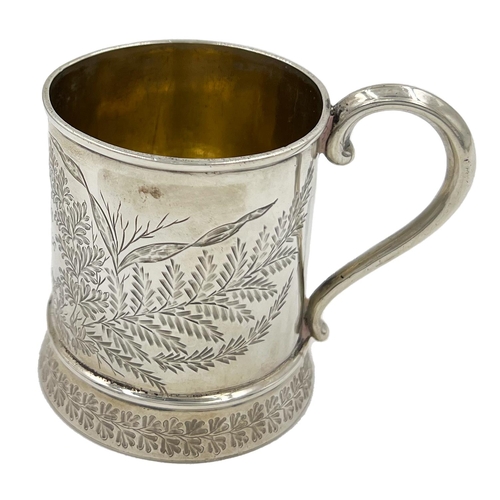 170 - A LATE VICTORIAN SILVER CHRISTENING MUG WITH FOLIATE DETAIL THROUGHOUT, MARTIN HALL & CO,1882A late ... 