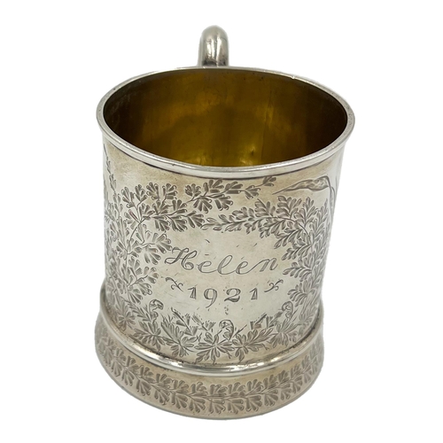 170 - A LATE VICTORIAN SILVER CHRISTENING MUG WITH FOLIATE DETAIL THROUGHOUT, MARTIN HALL & CO,1882A late ... 