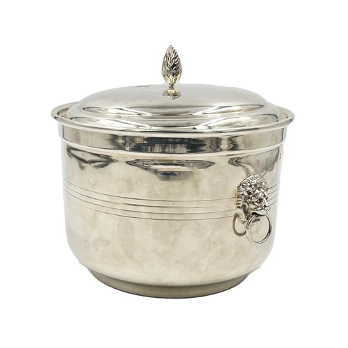 206 - A LARGE SILVER LIDDED ICE BUCKET CONTAINER WITH A BUD FINIAL ON THE LID, BIRMINGHAM, 1988A large sil... 