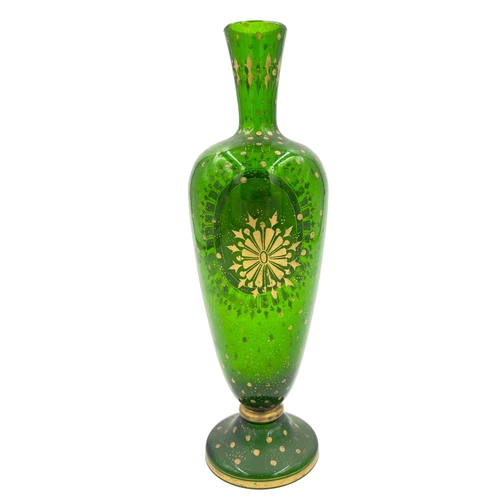 22 - 19TH CENTURY BOHEMIAN GLASS VASE WITH PORCELAIN PLAQUEAn elegant 19th-century Bohemian glass vase fe... 