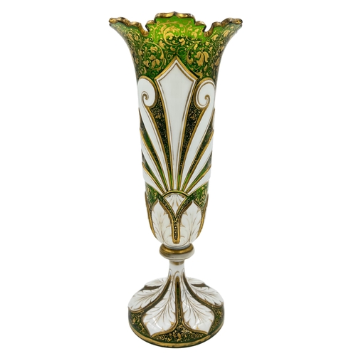 23 - 19TH CENTURY BOHEMIAN GLASS VASE WITH GOLD GILDINGA splendid 19th-century overlay Bohemian glass vas... 