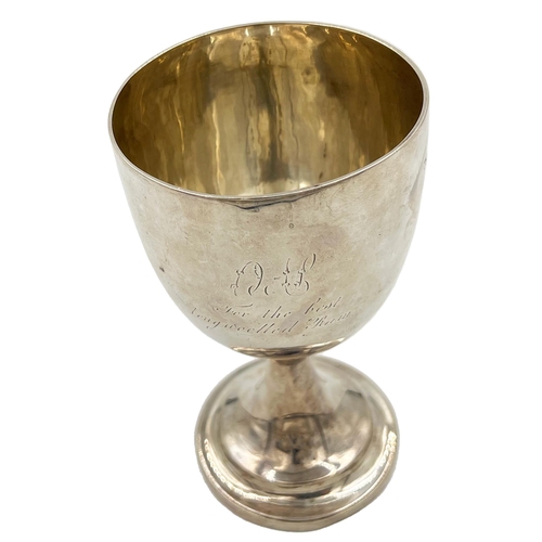 237 - A GEORGIAN SILVER GOBLET WITH AGRICULTURAL INTEREST AND ENGRAVING, BARNARD BROS, 1816A Georgian silv... 