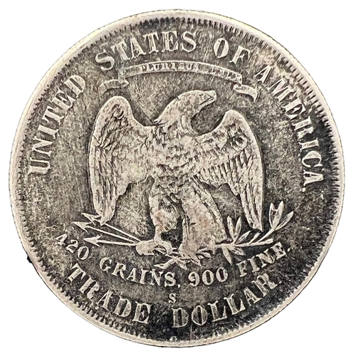 285 - 1877 S UNITED STATES OF AMERICA US SILVER TRADE DOLLAR COIN1877 S United States Of America US Silver... 