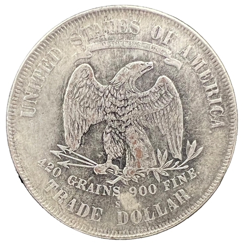 287 - 1874 S UNITED STATES OF AMERICA US SILVER TRADE DOLLAR COIN1874 S UNITED STATES of AMERICA US Silver... 