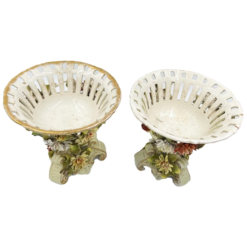 42 - FLORAL DELIGHT – PAIR OF PORCELAIN TASA WITH FLORAL DESIGNA delightful pair of porcelain tasa adorne... 