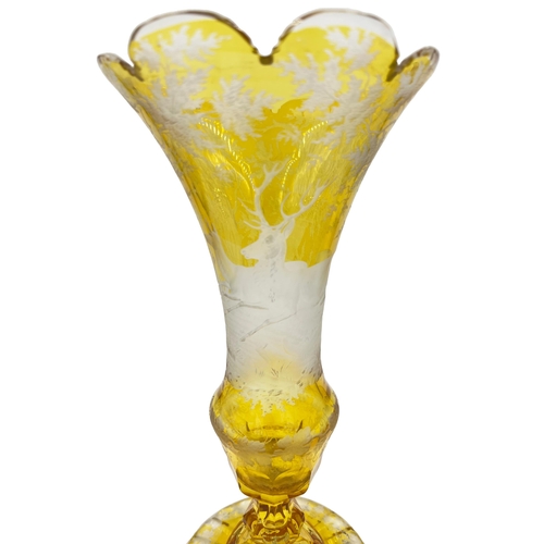 50 - 19TH CENTURY BOHEMIAN STAINED-GLASS VASEA remarkable Bohemian, amber-stained glass vase from the sec... 