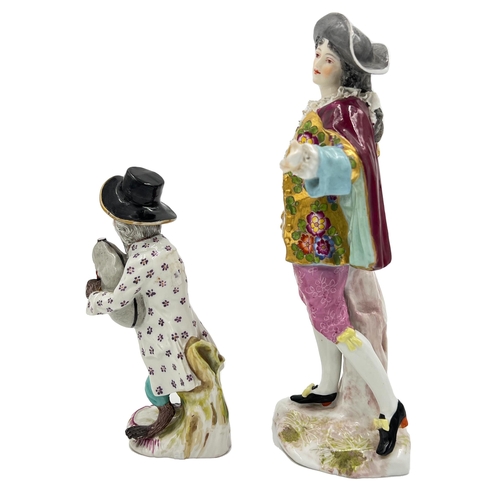 67 - TWO PORCELAIN MEISSEN FIGURINESTwo Porcelain Meissen Figurines, height 23cm, 15.5cm 