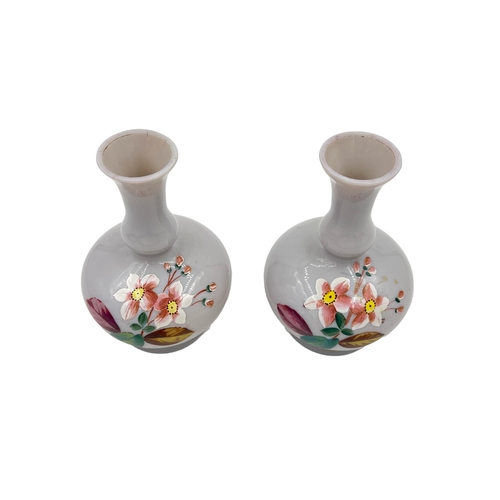 84 - PAIR OF OPALINE GLASS VASESA charming duo of opaline glass vases, each standing at 18cm tall.... 