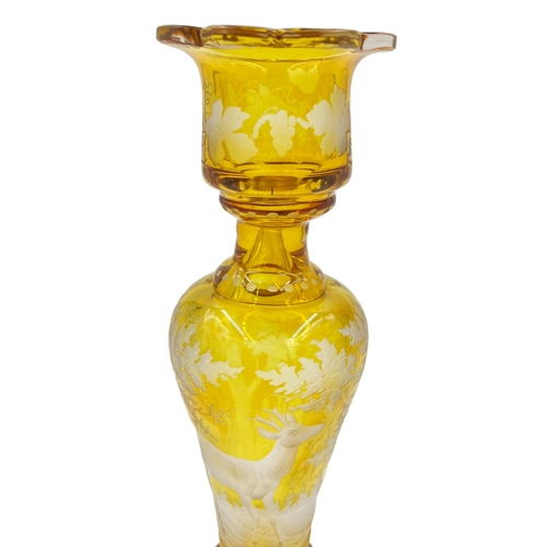 9 - AMBER ELEGANCE – 19TH CENTURY BOHEMIAN, AMBER-STAINED GLASS CANDLE HOLDERElegant 19th-century Bohemi... 