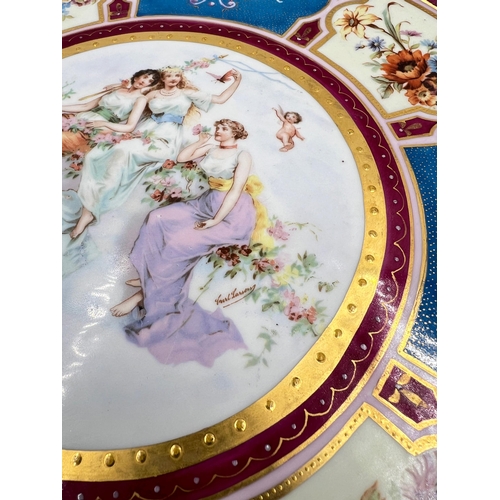 96 - HAND PAINTED AND SIGNED AUSTRIAN PORCELAIN TRAYA beautiful hand-painted Austrian porcelain tray, fea... 