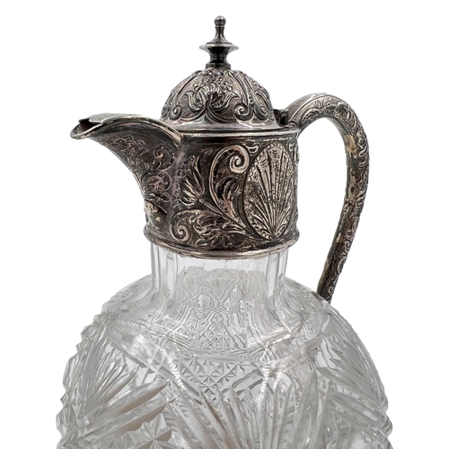 141 - A VICTORIAN SILVER MOUNTED CUT GLASS WINE JUG, BIRMINGHAM, HENERY BOURNE, 1880 - 1895A Victorian sil... 