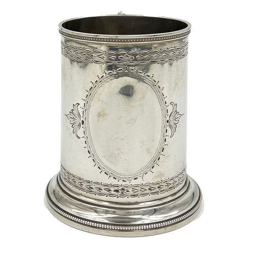 159 - A FINE QUALITY AND SIZE VICTORIAN SILVER TANKARD WITH BRIGHT CUT DECORATION, ROBERT HARPER, 1874A go... 