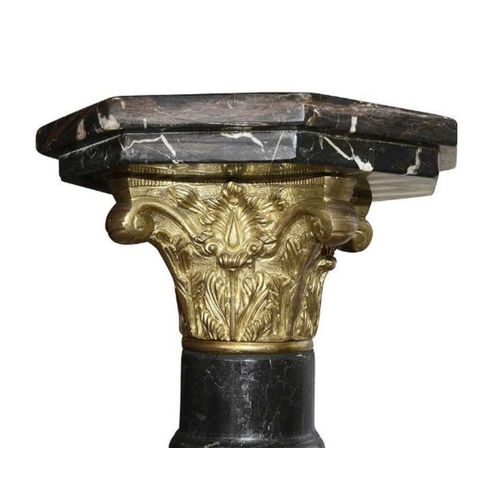 250 - BLACK MARBLE AND ORMOLU MOUNTED FLOOR STANDING PEDESTAL, LATE 19TH CENTURYOf Corinthian column form,... 