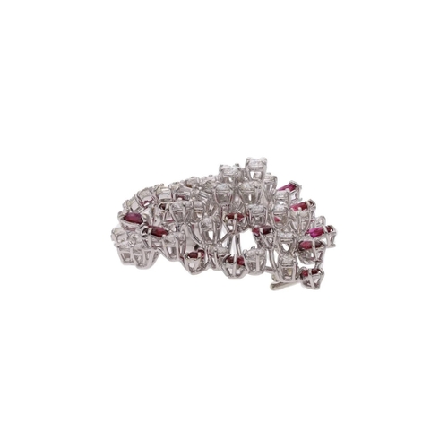 1 - 18ct White Gold Ruby and Diamond Cocktail Brooch. 
 
  
 

  HALLMARKS: marked for 18ct Gold 
 
 
  ... 