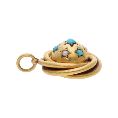 112 - Antique 15ct Gold Turquoise and Pearl Pendant. 
 
  
 

  HALLMARKS: tested for 15ct Gold 
 
 
  
 
... 